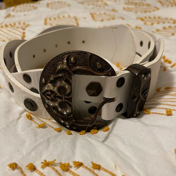 Vera Pelle Accessories - Vera Pelle White Studded belt XL